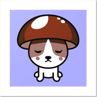 Cute corgi dog wear mushroom hat kawaii Posters and Art